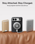 Black Vegan Leather iPhone Duo Magsafe Case with Stand Stay Attached. Stay Charged.