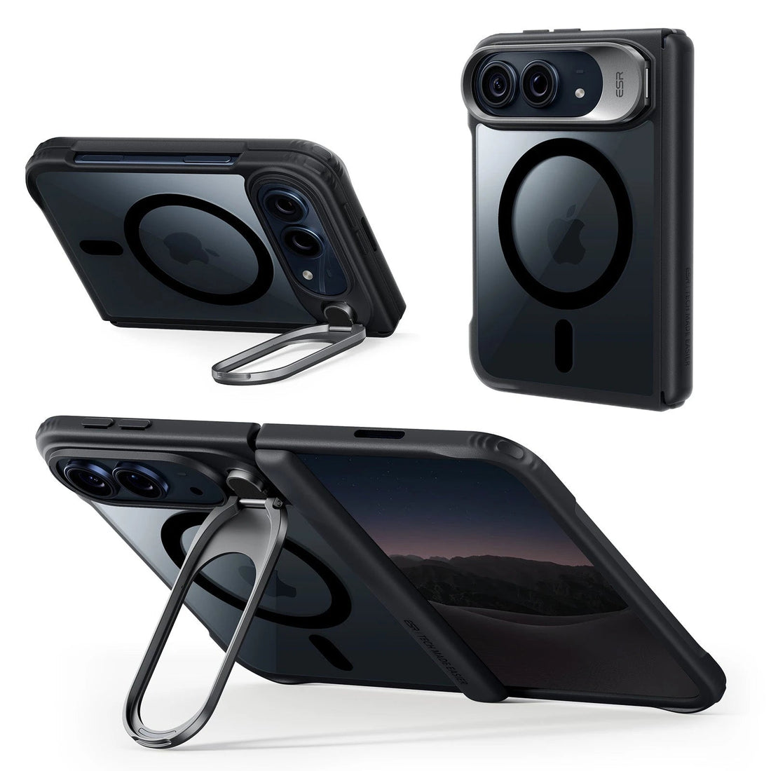 Clear Black iPhone 18 Pro Max Magsafe Slim Phone Case with Stand