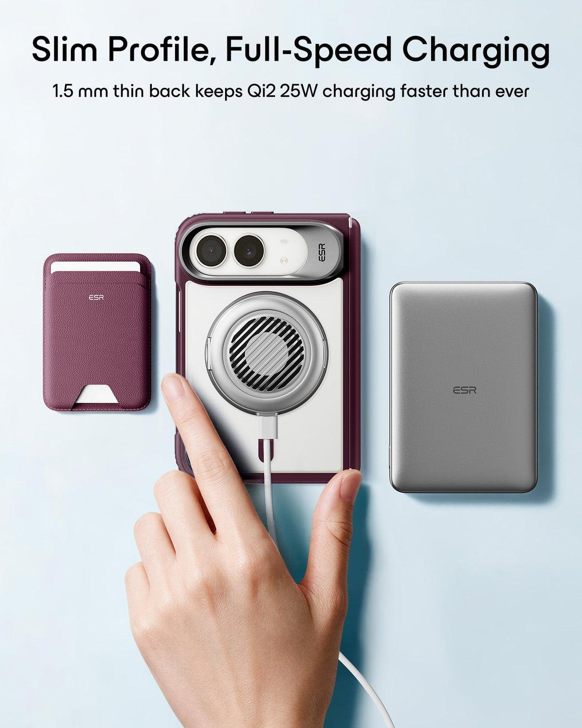 Frosted Burgundy iPhone 18 Pro Max Magsafe Slim Phone Case with Stand Slim Profile, Full-Speed Charging