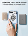 Frosted Misty Blue iPhone 18 Pro Max Magsafe Slim Phone Case with Stand Slim Profile, Full-Speed Charging