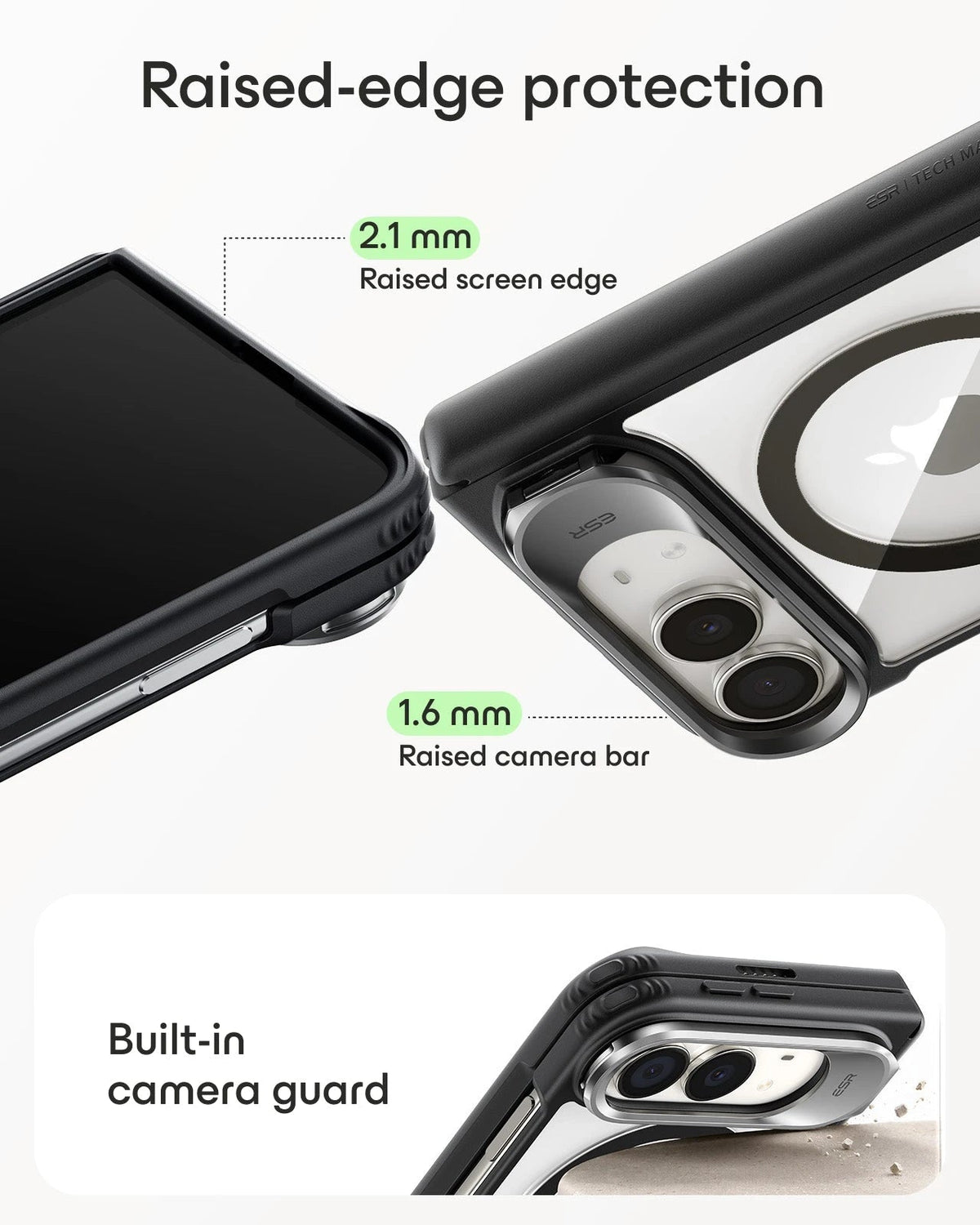 Clear Black iPhone Duo Magsafe Slim Phone Case with Stand Raised-edge protection