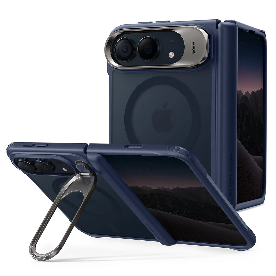 Frosted Night Sky Blue iPhone Duo Magsafe Slim Phone Case with Stand 