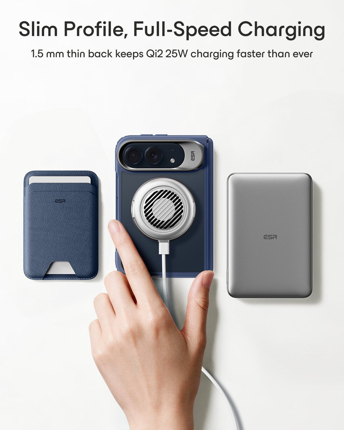 Frosted Night Sky Blue iPhone Duo Magsafe Slim Phone Case with Stand Slim Profile, Full-Speed Charging