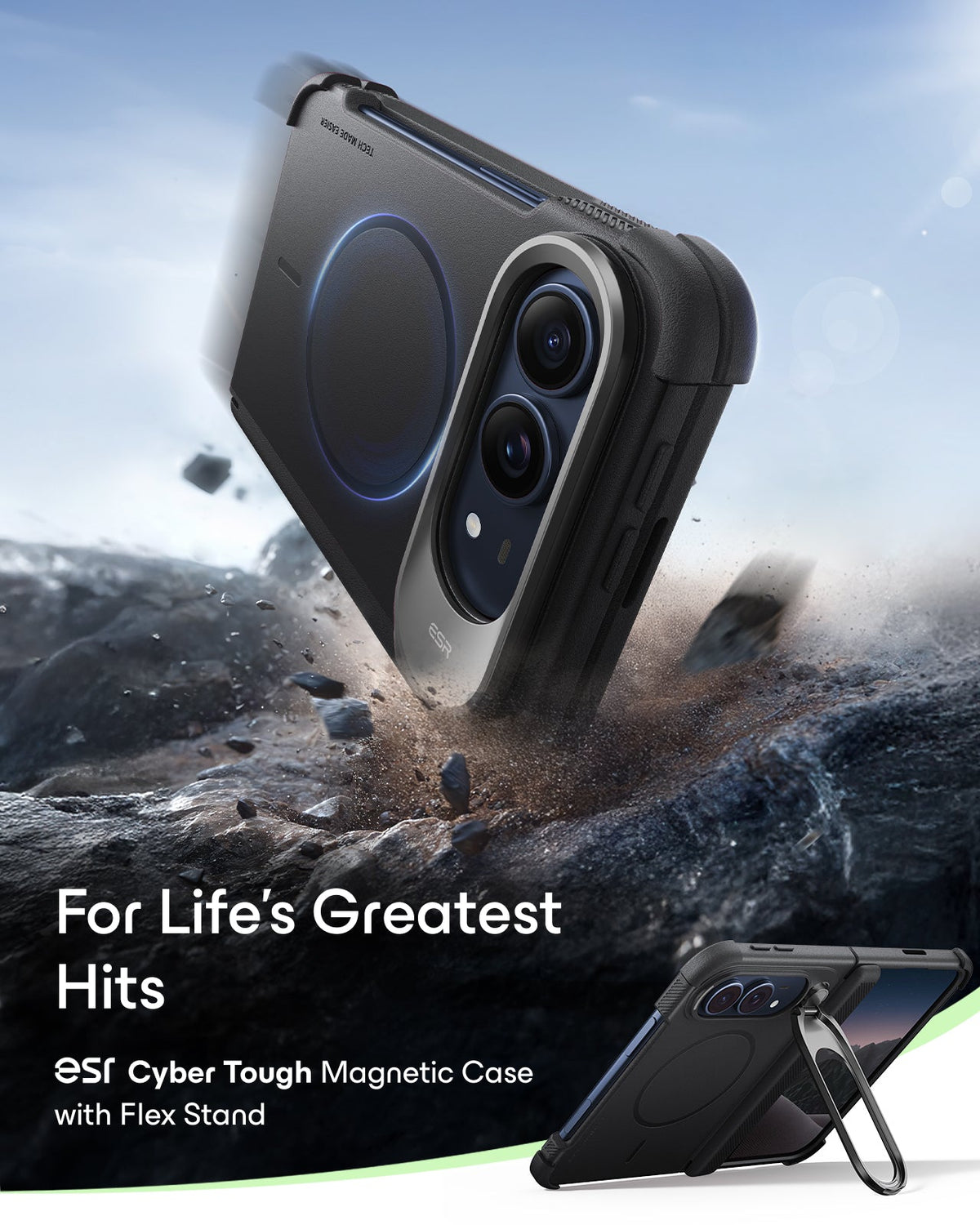 Black iPhone Duo Tough Phone Case Magsafe with Stand  For Life's Greatest Hits