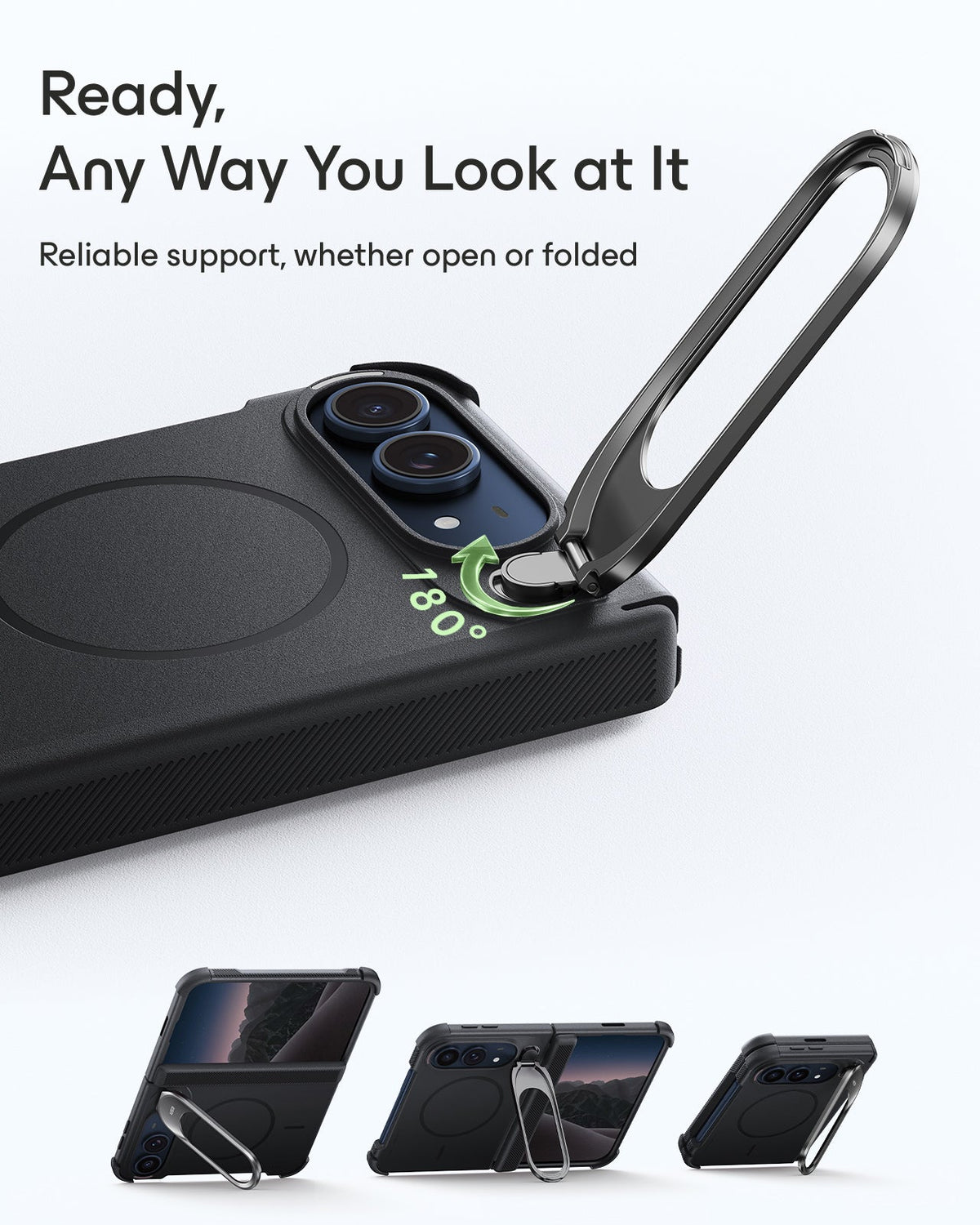 Black iPhone Duo Tough Phone Case Magsafe with Stand Ready, Any Way You Look at It