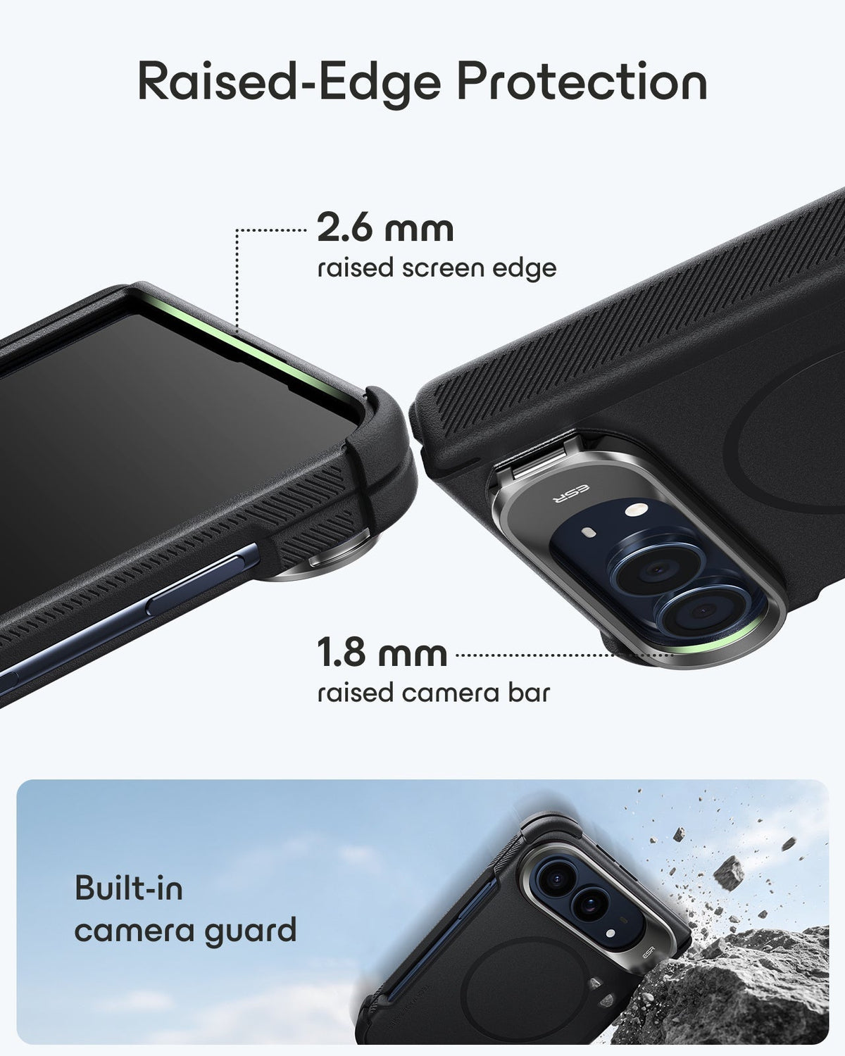 Black iPhone Duo Tough Phone Case Magsafe with Stand Raised-Edge Protection