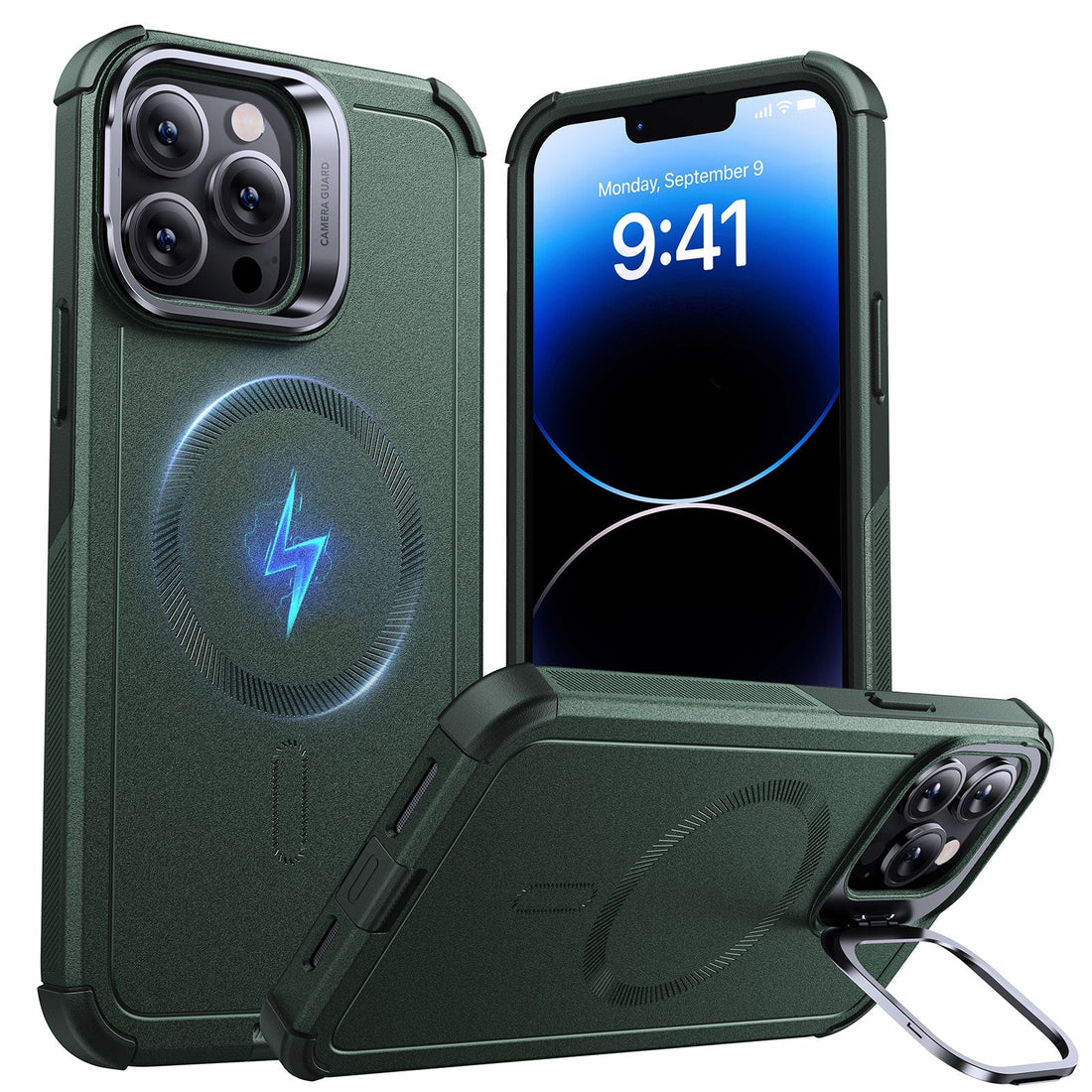 iPhone 14 Pro Cyber Tough Magnetic Case (Stash Stand) - Green ESR ESR