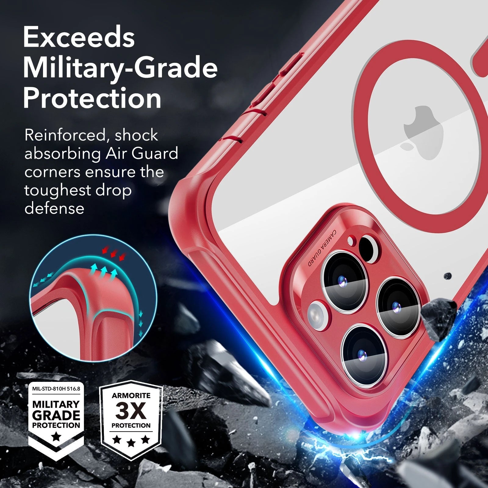 iPhone 14 Pro Max Armor Tough Case (HaloLock) - Clear Red ESR ESR