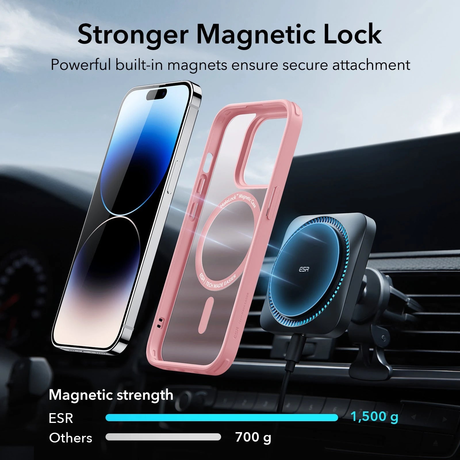 iPhone 14 Pro Max Classic Hybrid Case (HaloLock) - Frosted Pink ESR ESR