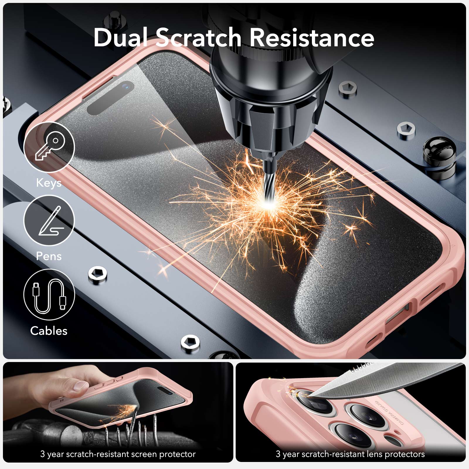 iPhone 15 Pro Armor Tough Case (HaloLock) - Clear Pink ESR ESR