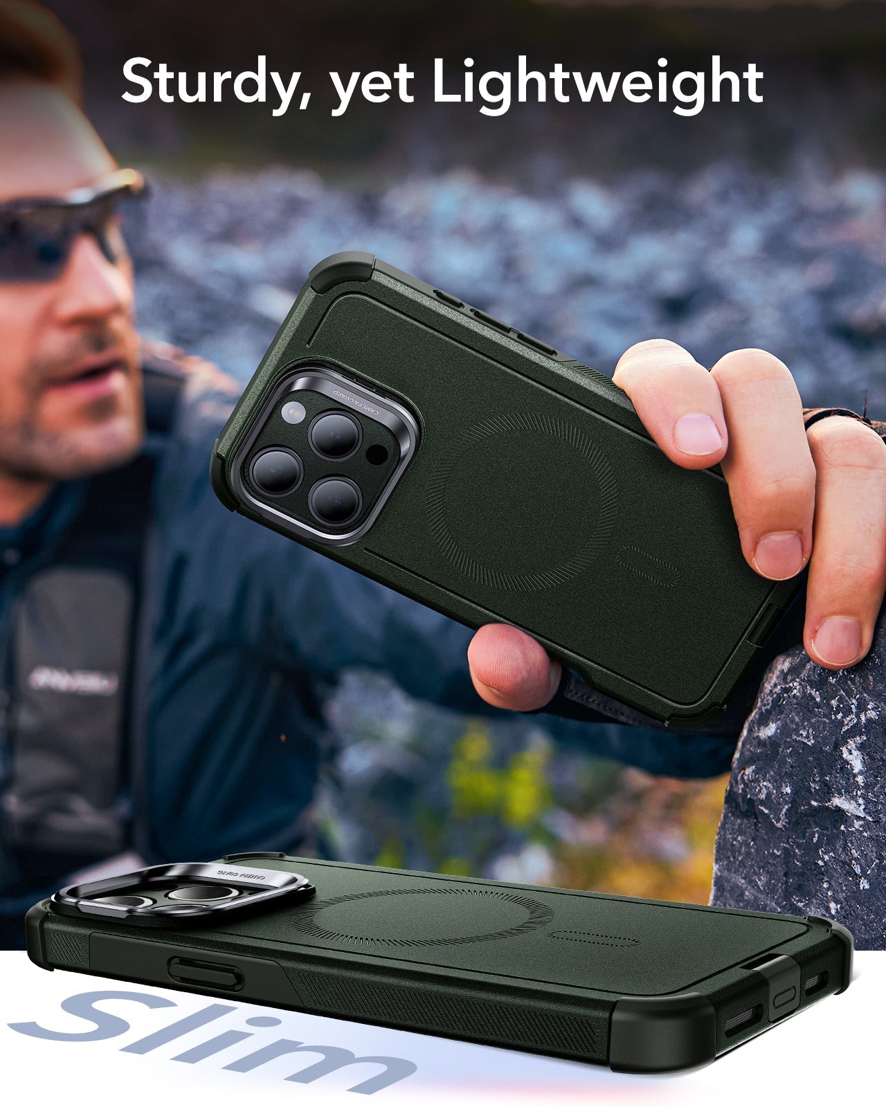 iPhone 15 Pro Cyber Tough Case with Stash Stand (HaloLock) - Dark Green ESR ESR
