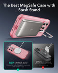 iPhone 15 Pro Cyber Tough Case with Stash Stand (HaloLock) - Pink ESR ESR