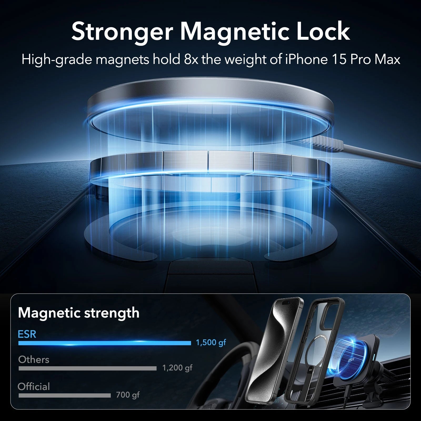 iPhone 15 Pro Max Boost Flickstand Case (HaloLock) - Clear Black ESR ESR