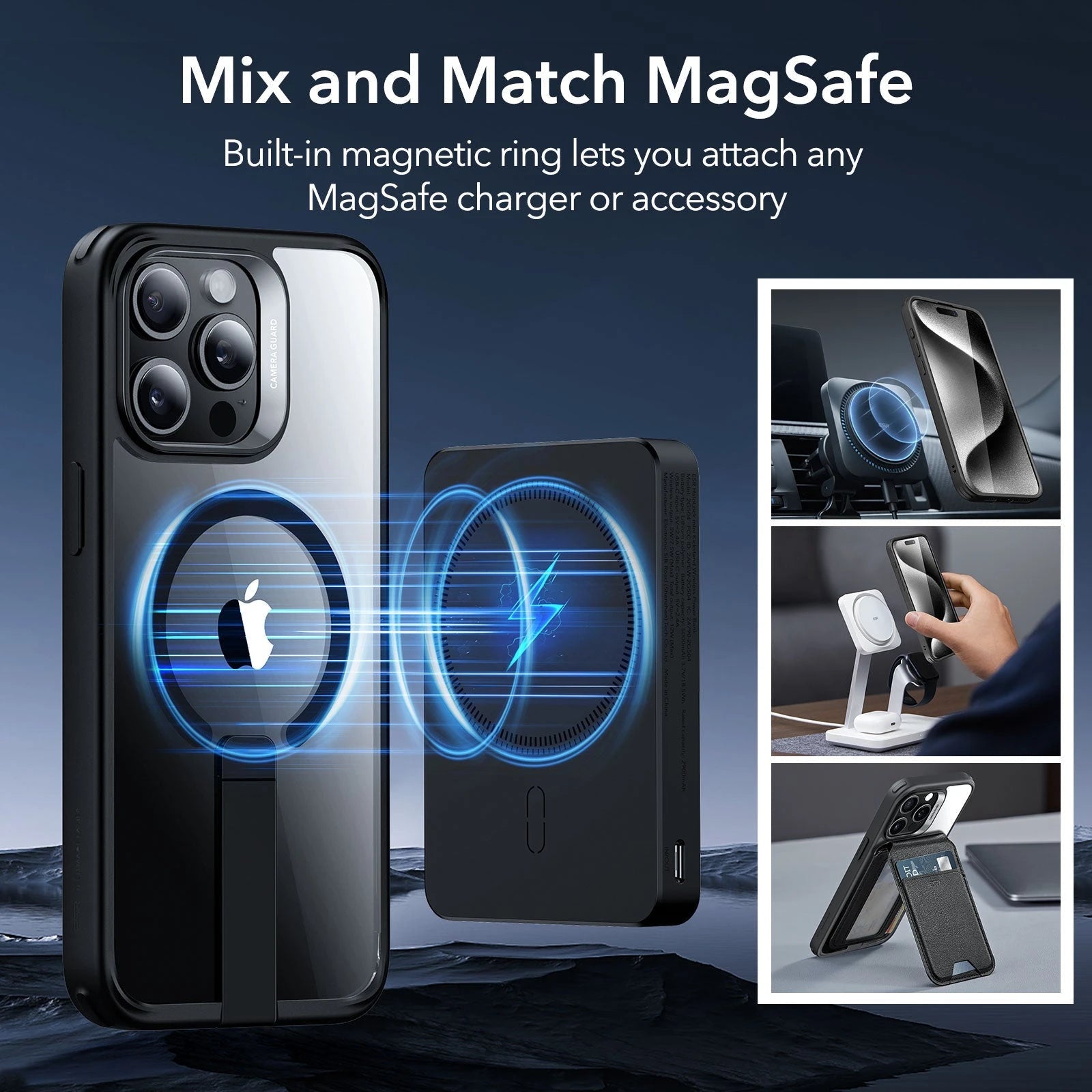 iPhone 15 Pro Max Boost Flickstand Case (HaloLock) - Clear Black ESR ESR