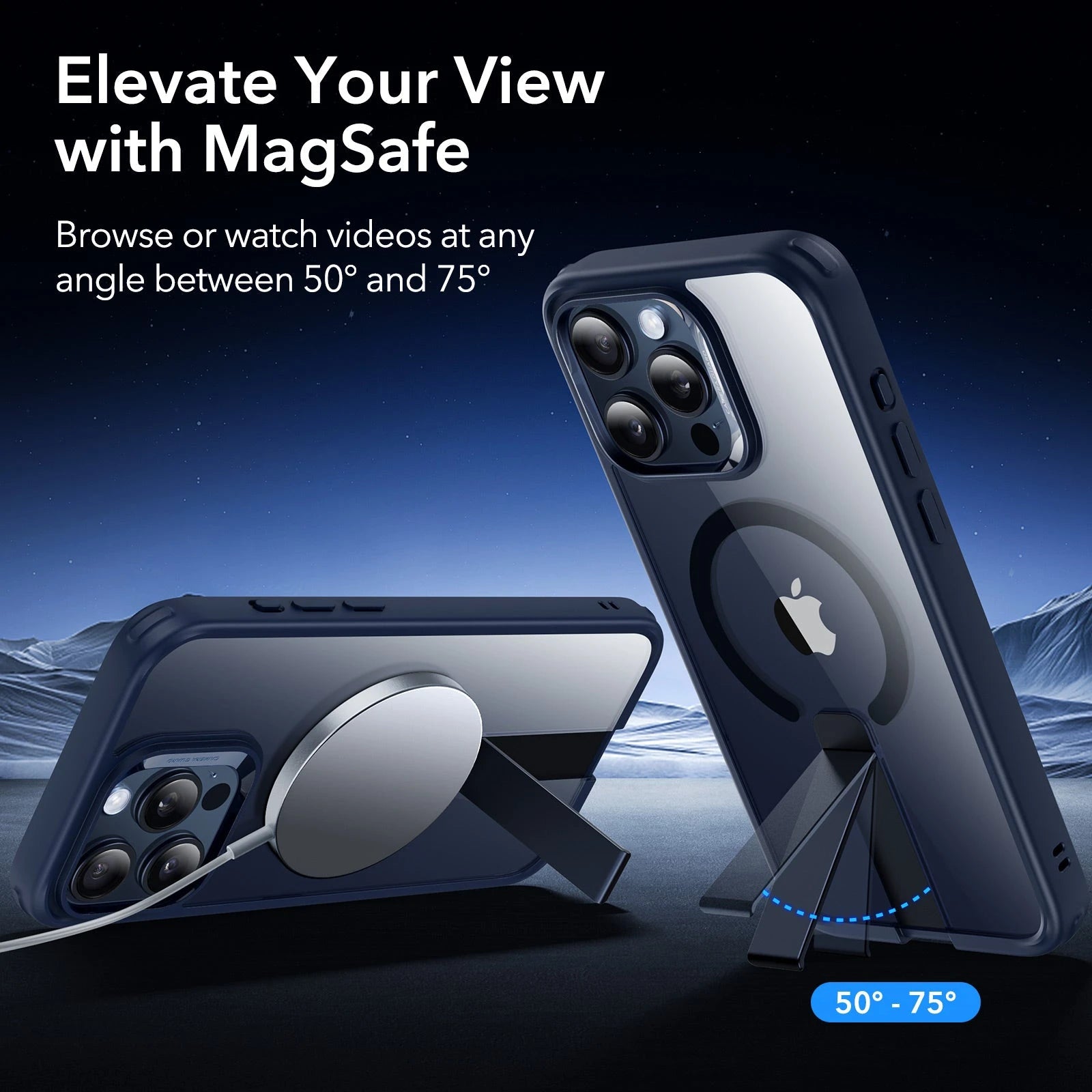 iPhone 15 Pro Max Boost Flickstand Case (HaloLock) - Clear Dark Blue ESR ESR