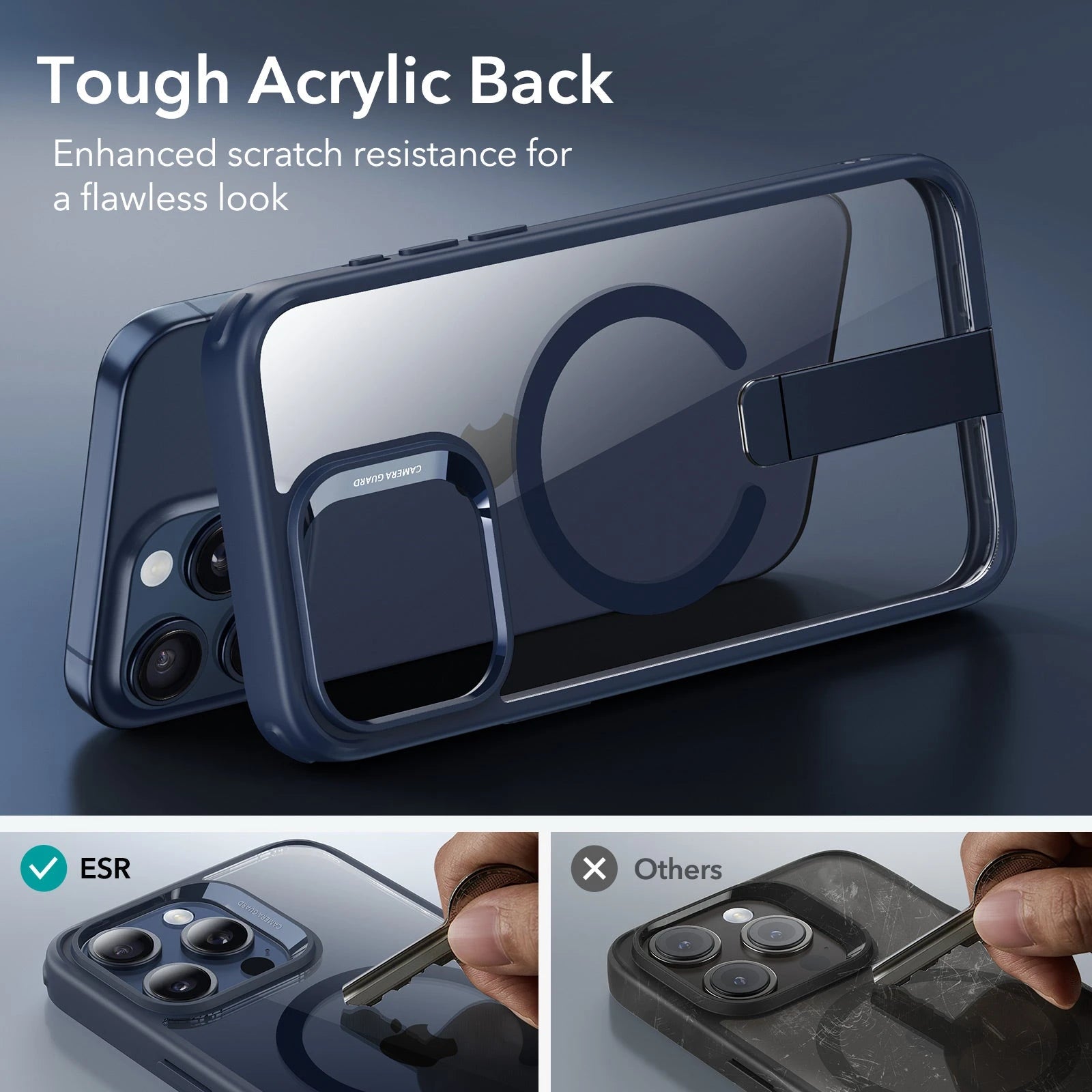 iPhone 15 Pro Max Boost Flickstand Case (HaloLock) - Clear Dark Blue ESR ESR
