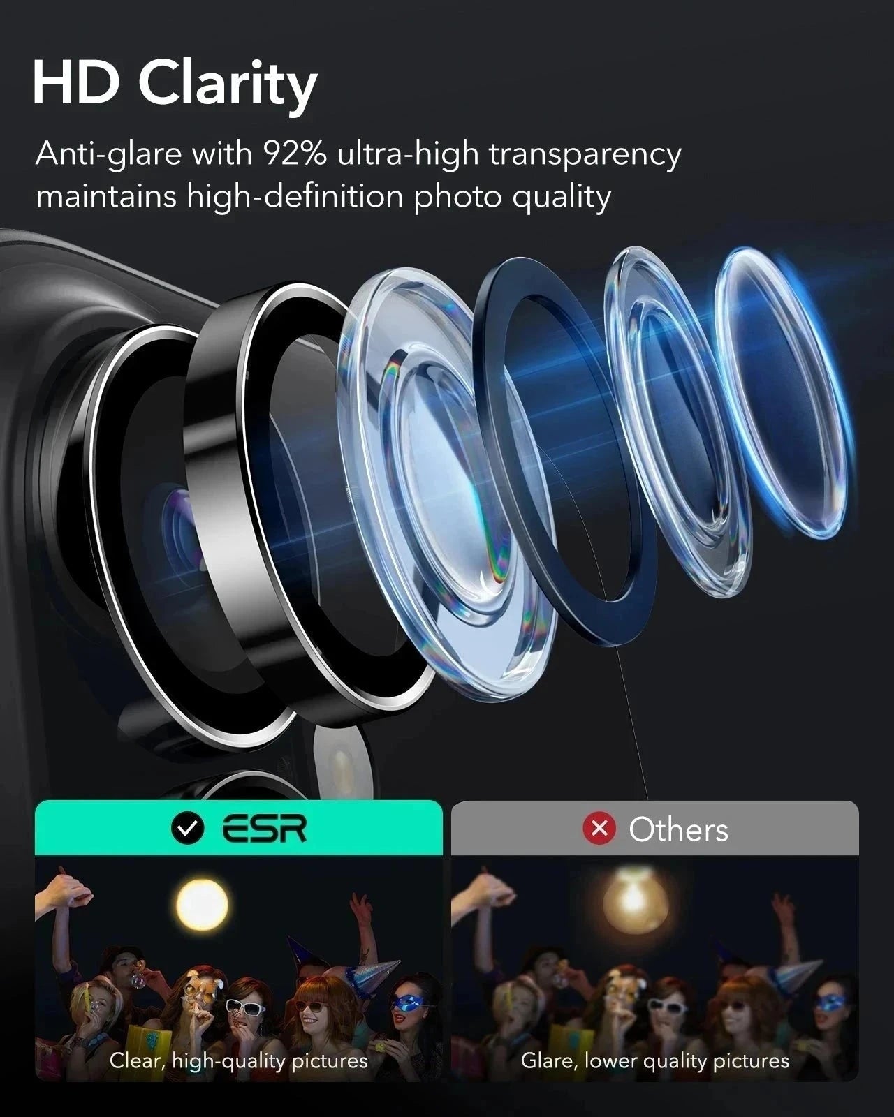 iPhone 16 Classic Hybrid Magnetic Case (Camera Control) & Privacy Screen Protector Bundle - Clear ESR ESR