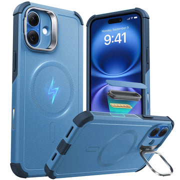 iPhone 16 Plus Cyber Tough Magnetic Case (Camera Control, Stash Stand) - Light Blue ESR ESR