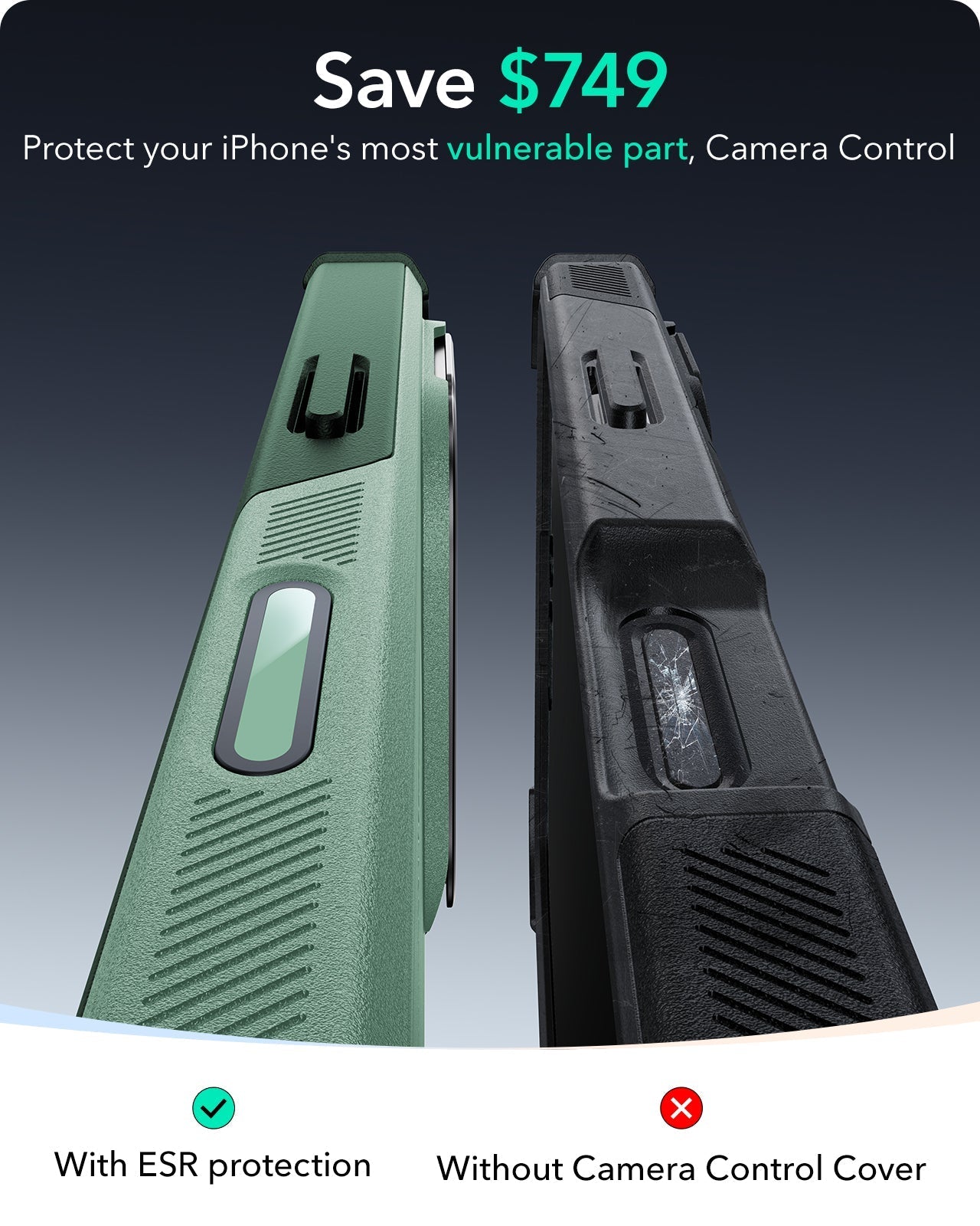 iPhone 16 Plus Cyber Tough Magnetic Case (Camera Control, Stash Stand) - Light Green ESR ESR