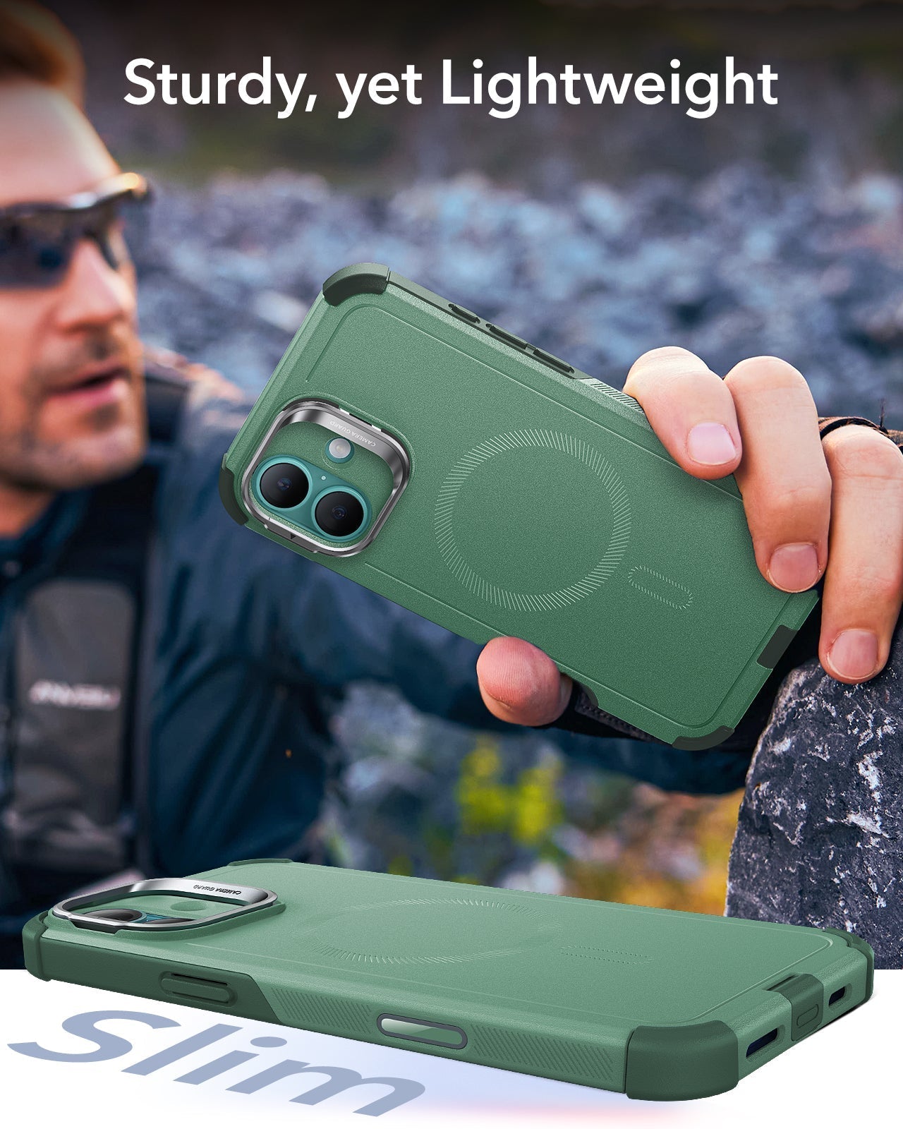 iPhone 16 Plus Cyber Tough Magnetic Case (Camera Control, Stash Stand) - Light Green ESR ESR