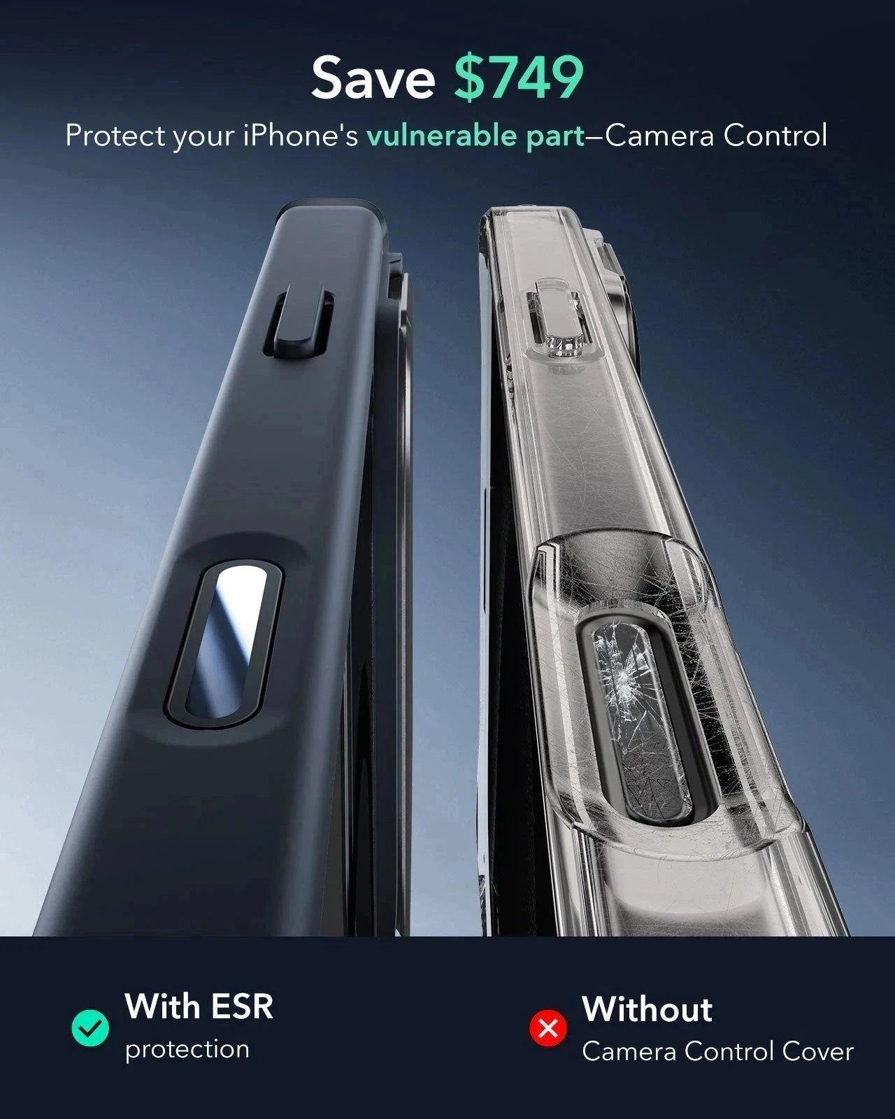 iPhone 16 Pro Armor Tough Magnetic Case (Camera Control, Stash Stand) - Clear Black ESR ESR