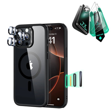 iPhone 16 Pro Classic Hybrid Magnetic Case (Camera Control) & Screen Protection Bundle - Clear Black ESR ESR