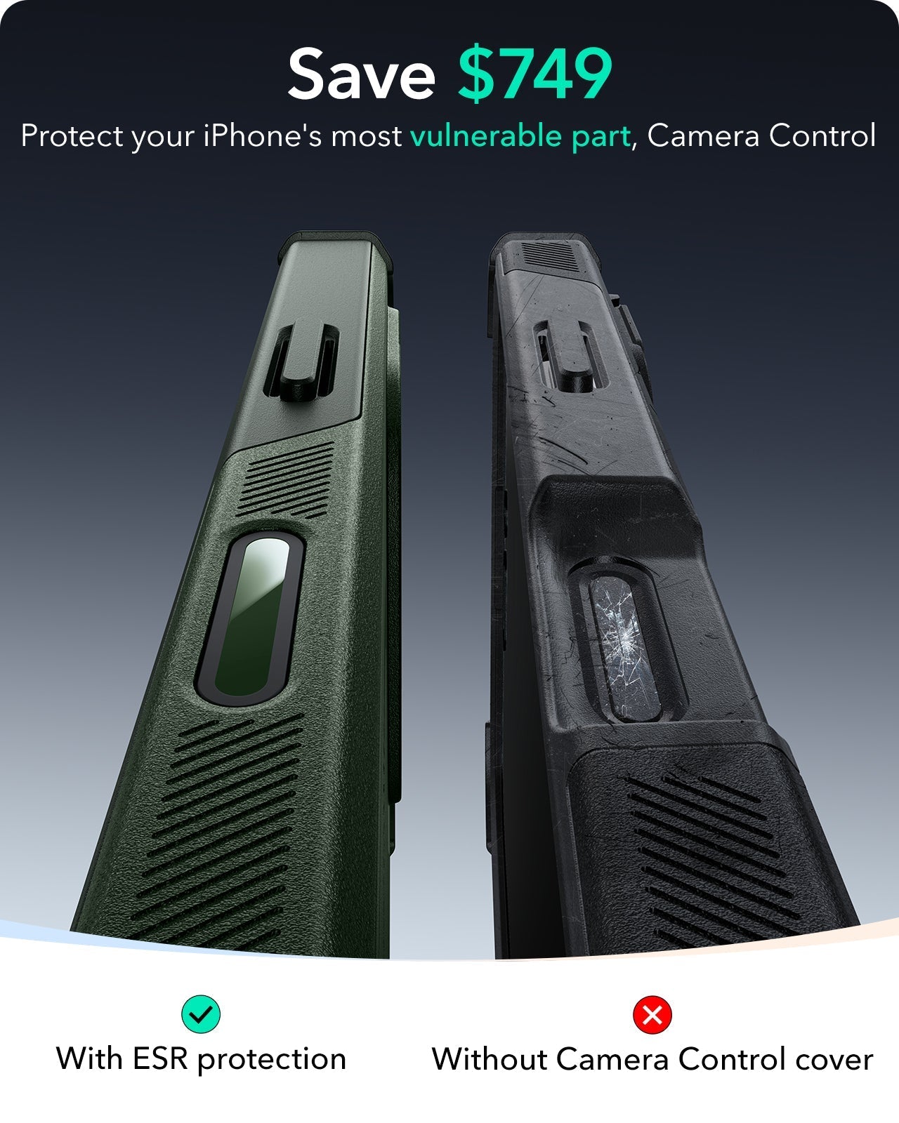 iPhone 16 Pro Cyber Tough Magnetic Case (Camera Control) - Army Green ESR ESR