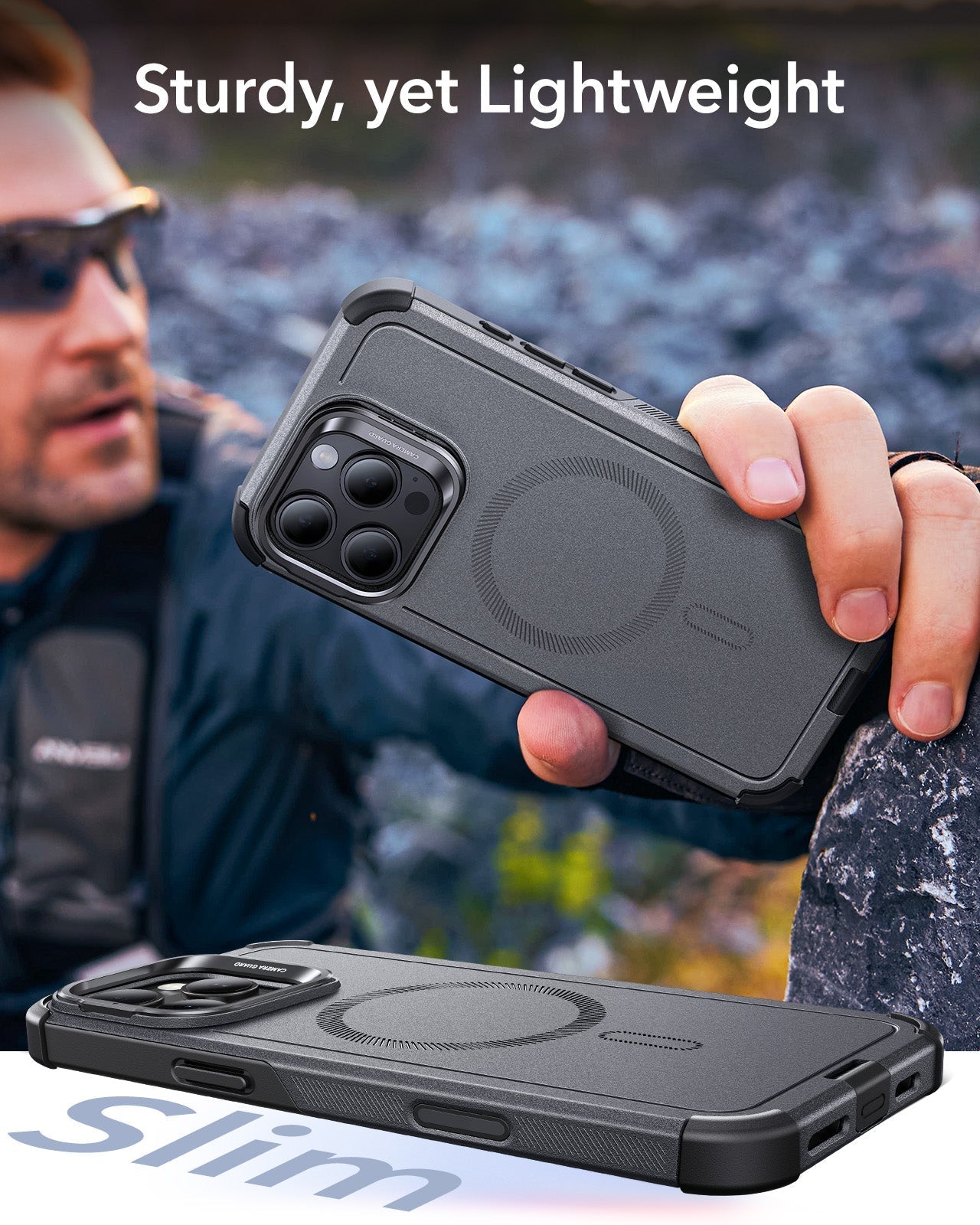 iPhone 16 Pro Cyber Tough Magnetic Case (Camera Control, Stash Stand) - Grey ESR ESR