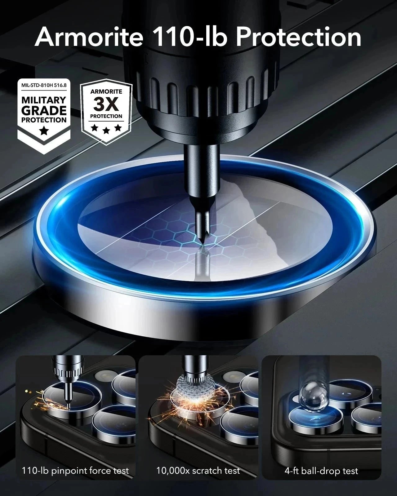 iPhone 16 Pro Cyber Tough Magnetic Case Privacy Protection Bundle (Camera Control, Stash Stand) - Black ESR ESR