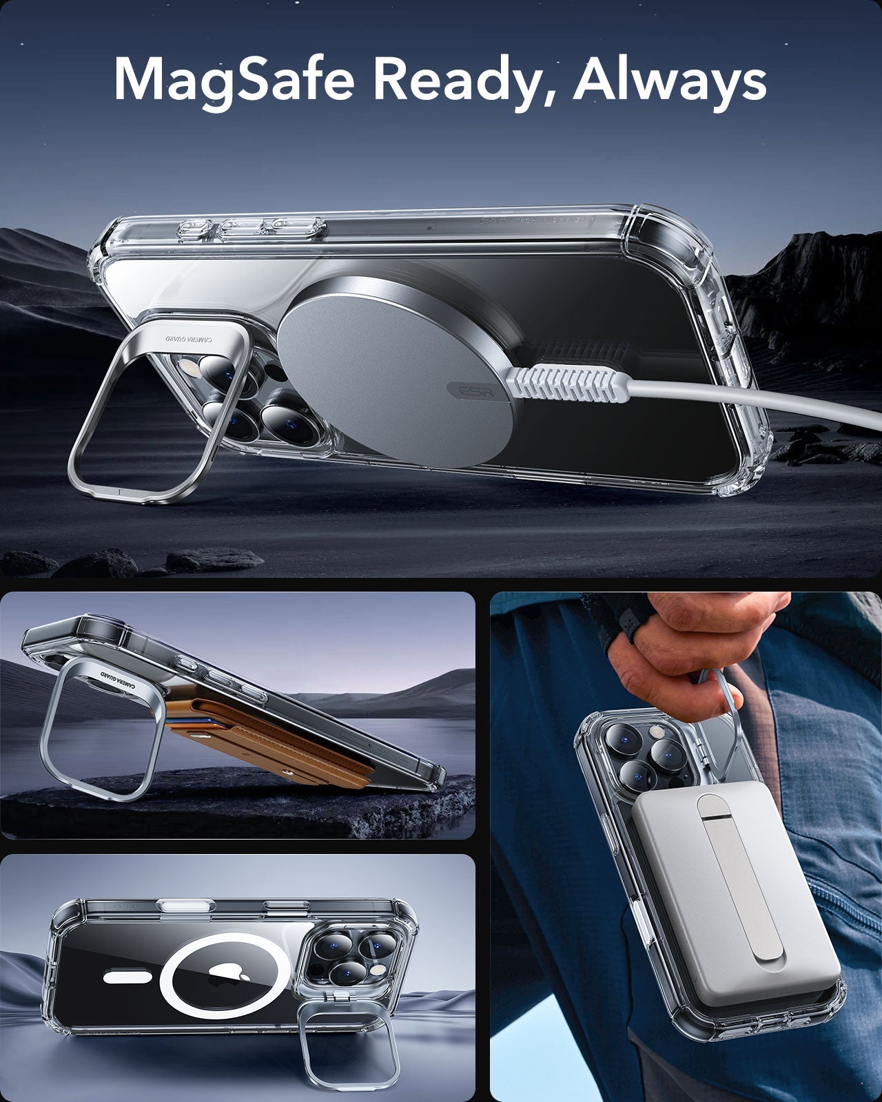 iPhone 16 Pro Armor Tough Magnetic Case (Camera Control, Stash Stand) - Clear ESR ESR