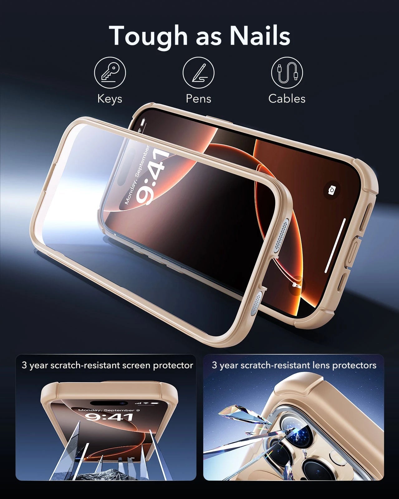 iPhone 16 Pro Max Armor Tough Magnetic Case (Camera Control, Stash Stand) - Desert Titanium ESR ESR