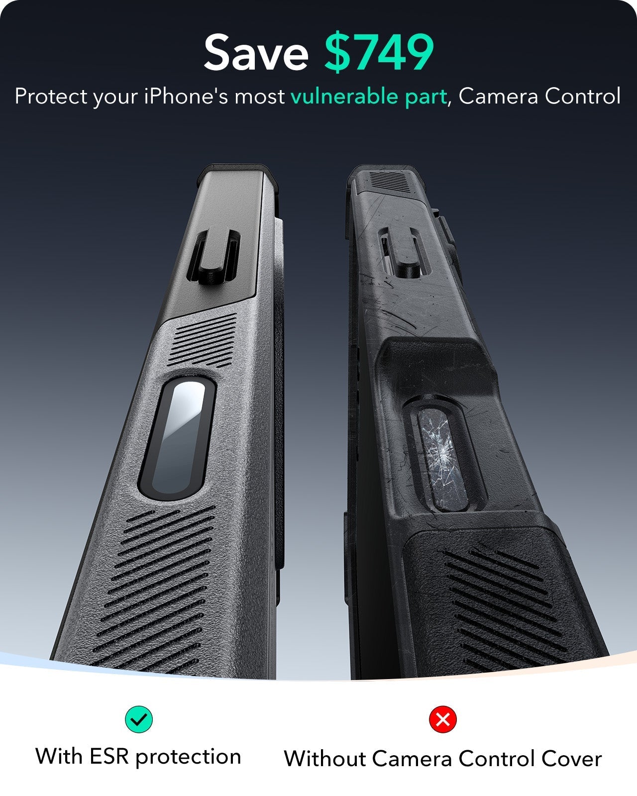 iPhone 16 Pro Max Cyber Tough Magnetic Case (Camera Control, Stash Stand) - Grey ESR ESR