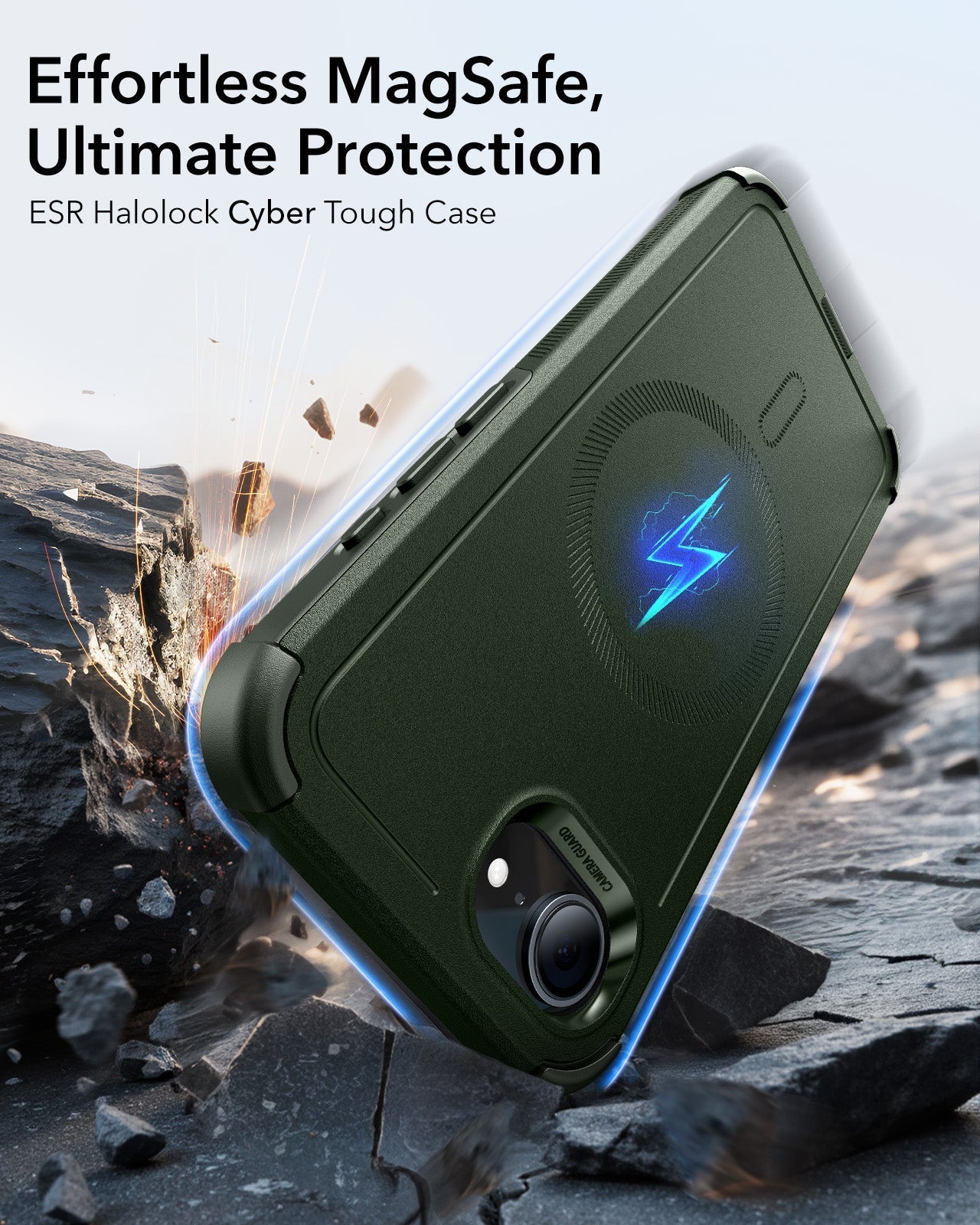 iPhone 16e HaloLock Cyber Tough Case - Dark Green ESR