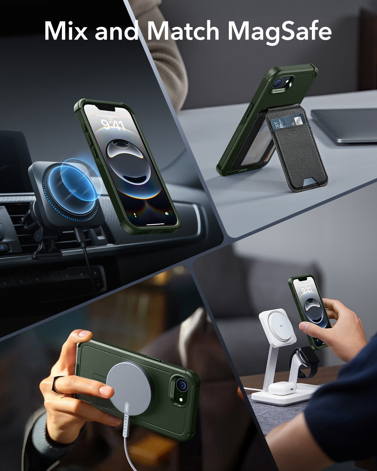 iPhone 16e HaloLock Cyber Tough Case - Dark Green ESR