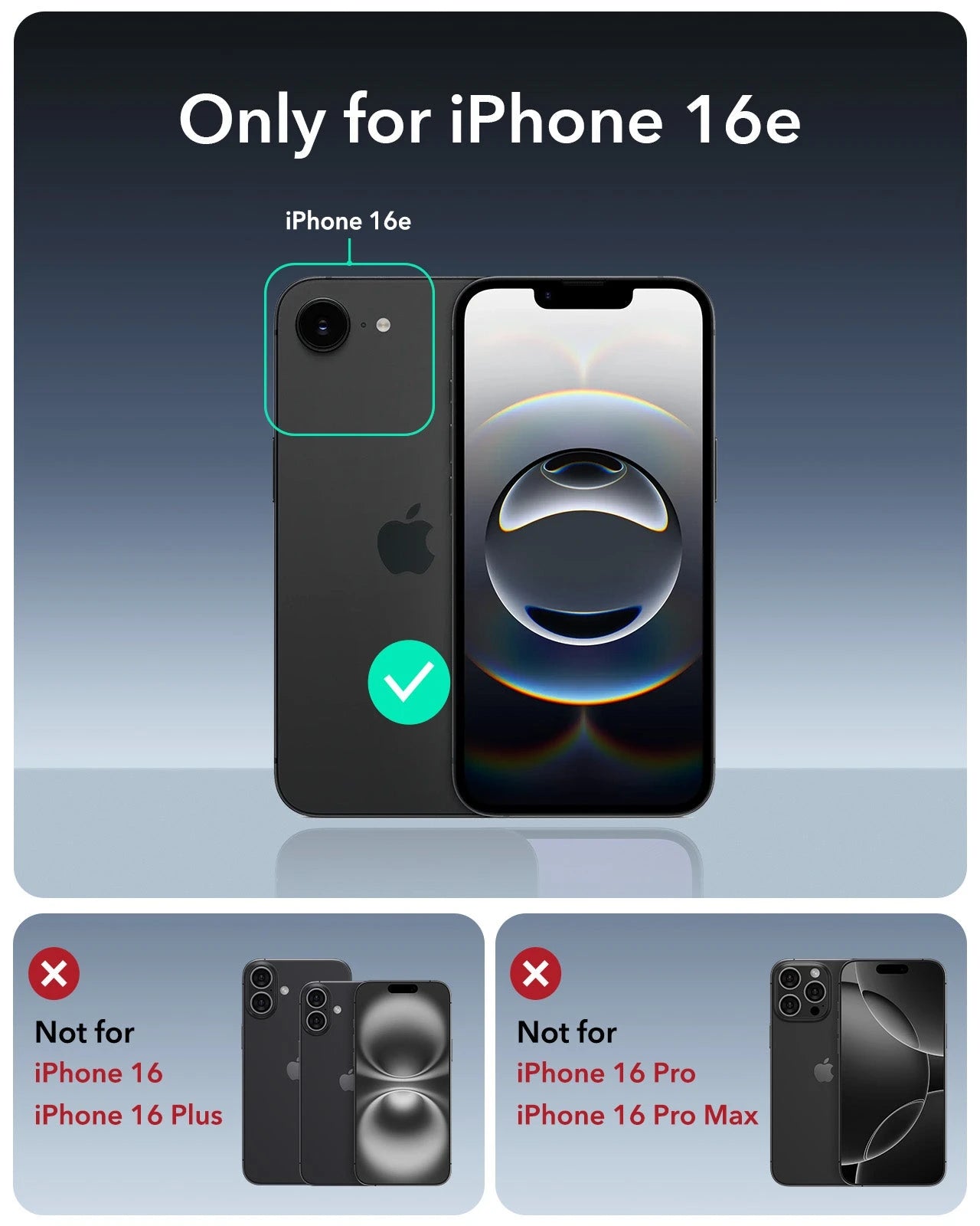 iPhone 16e HaloLock Cyber Tough Case Privacy Protection Bundle - Black - ESR 