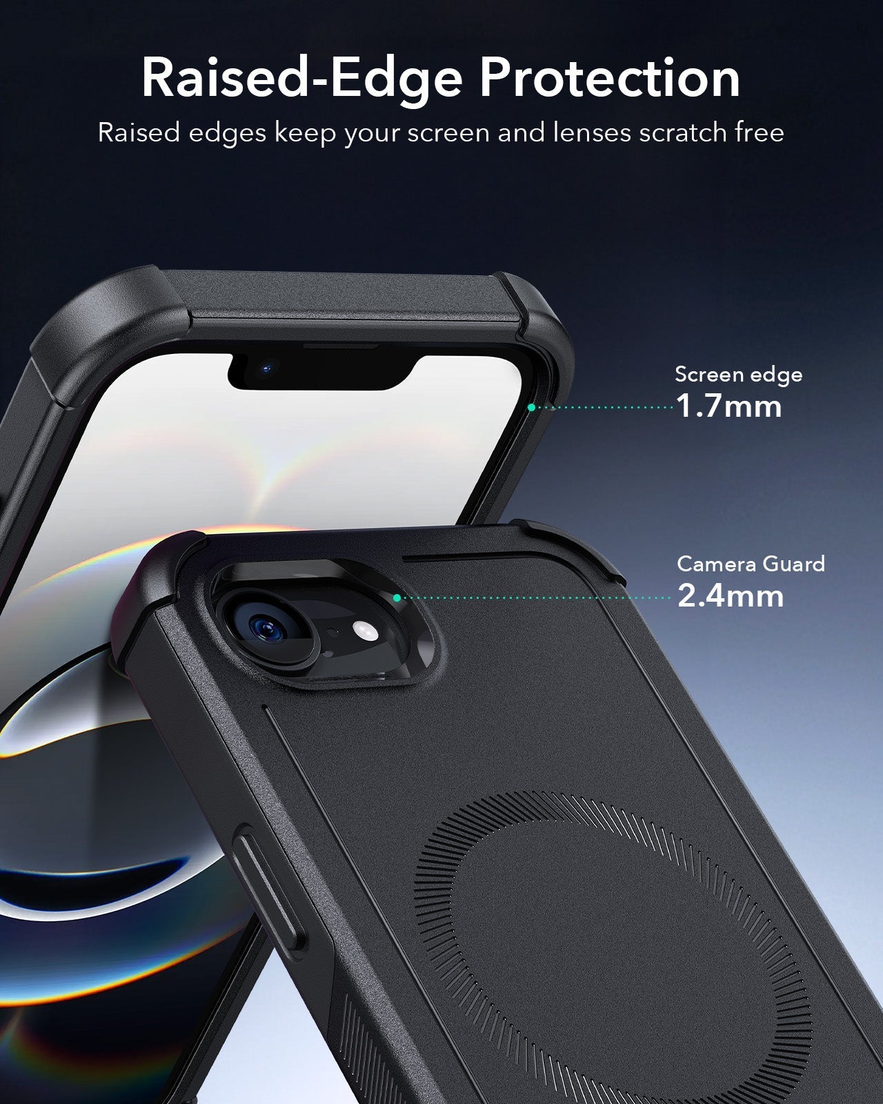 iPhone 16e HaloLock Cyber Tough Case Protection Bundle - Black - ESR 