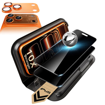 iPhone 17 Pro Max Corning Glass Privacy Screen Protector and Camera Lens Protector Orange