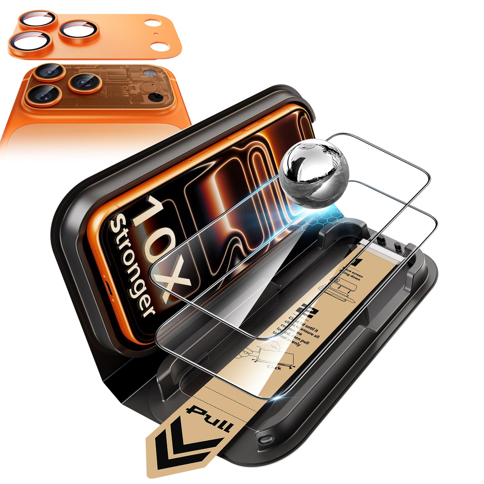 iPhone 17 Pro Max Corning Glass Screen Protector and Camera Lens Protector Orange