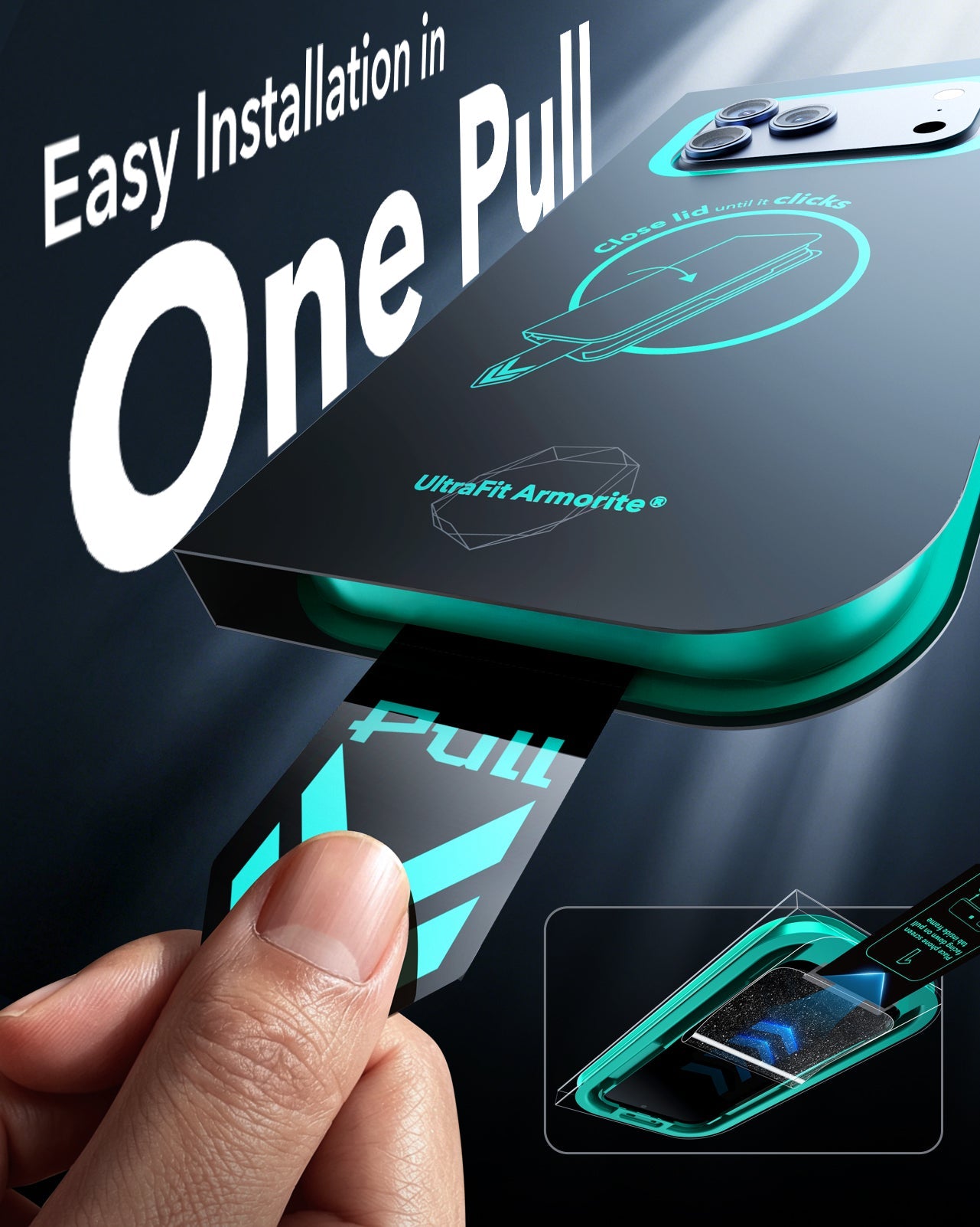 ESR iPhone 18 Pro Armorite Tempered Glass Privacy Screen Protecor Easy Installation in One Pull