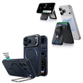 iPhone 18 Pro Classic Hybrid Magnetic Case with Camera Control and Flex Stand, Plus Geo Wallet Stand Bundle - Frosted Blue