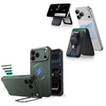 iPhone 18 Pro Cyber Tough Magnetic Case with Camera Control and Flex Stand, Plus Geo Wallet Stand Bundle - Olive Green