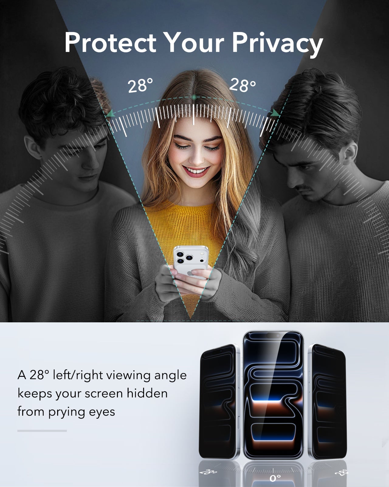 ESR iPhone 18 Pro Max Tempered Glass Privacy Screen Protector Protect Your Privacy