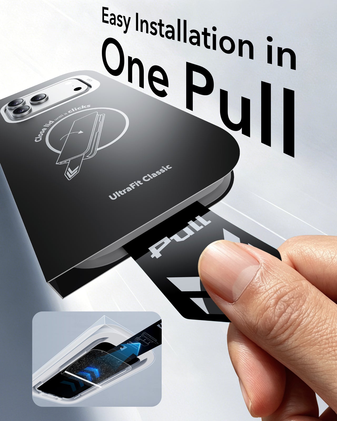 ESR iPhone 18 Pro Max Tempered Glass Screen Protector Easy Installation in One Pull