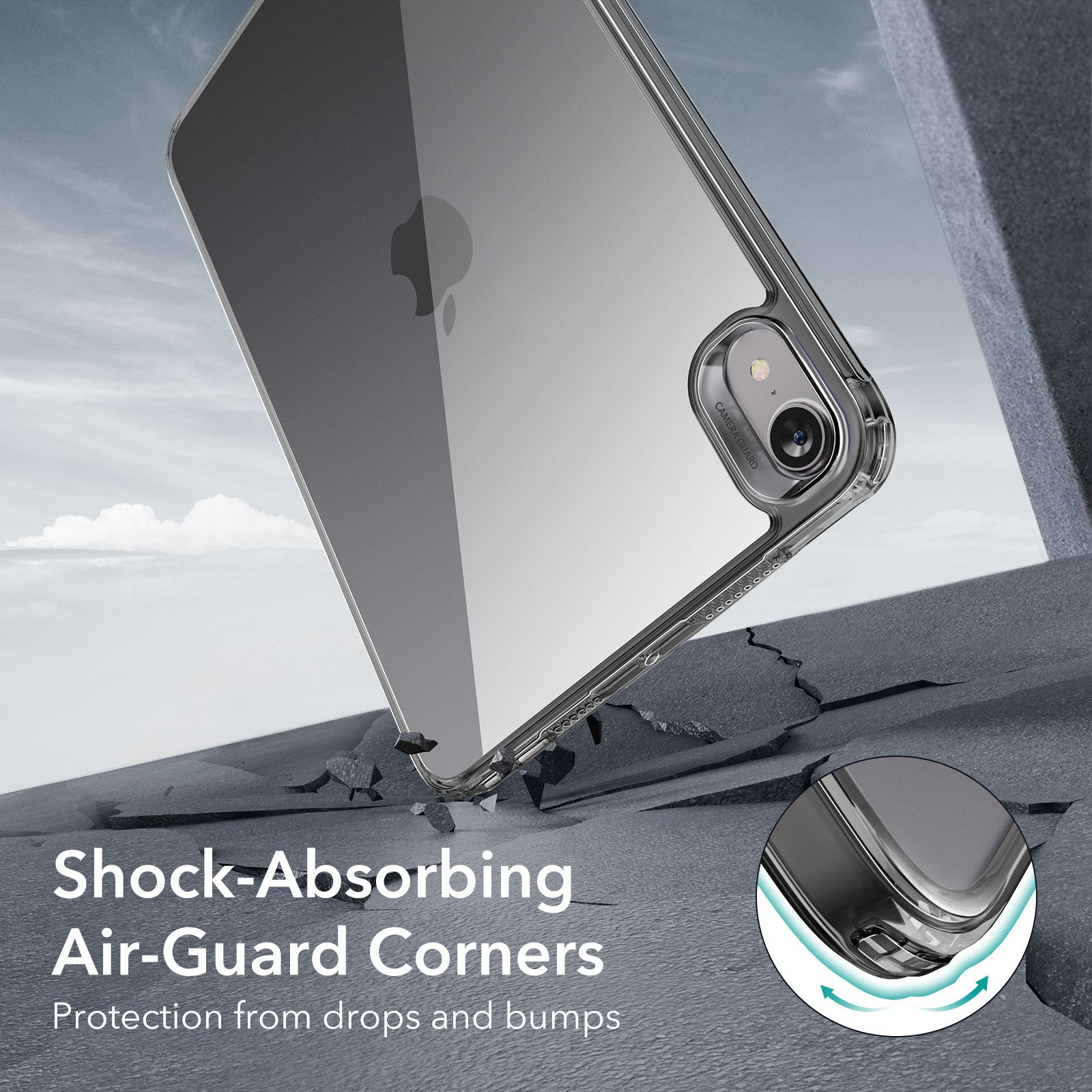 ipad mini 7 mini 6 clear case with strong protection with air guard corner