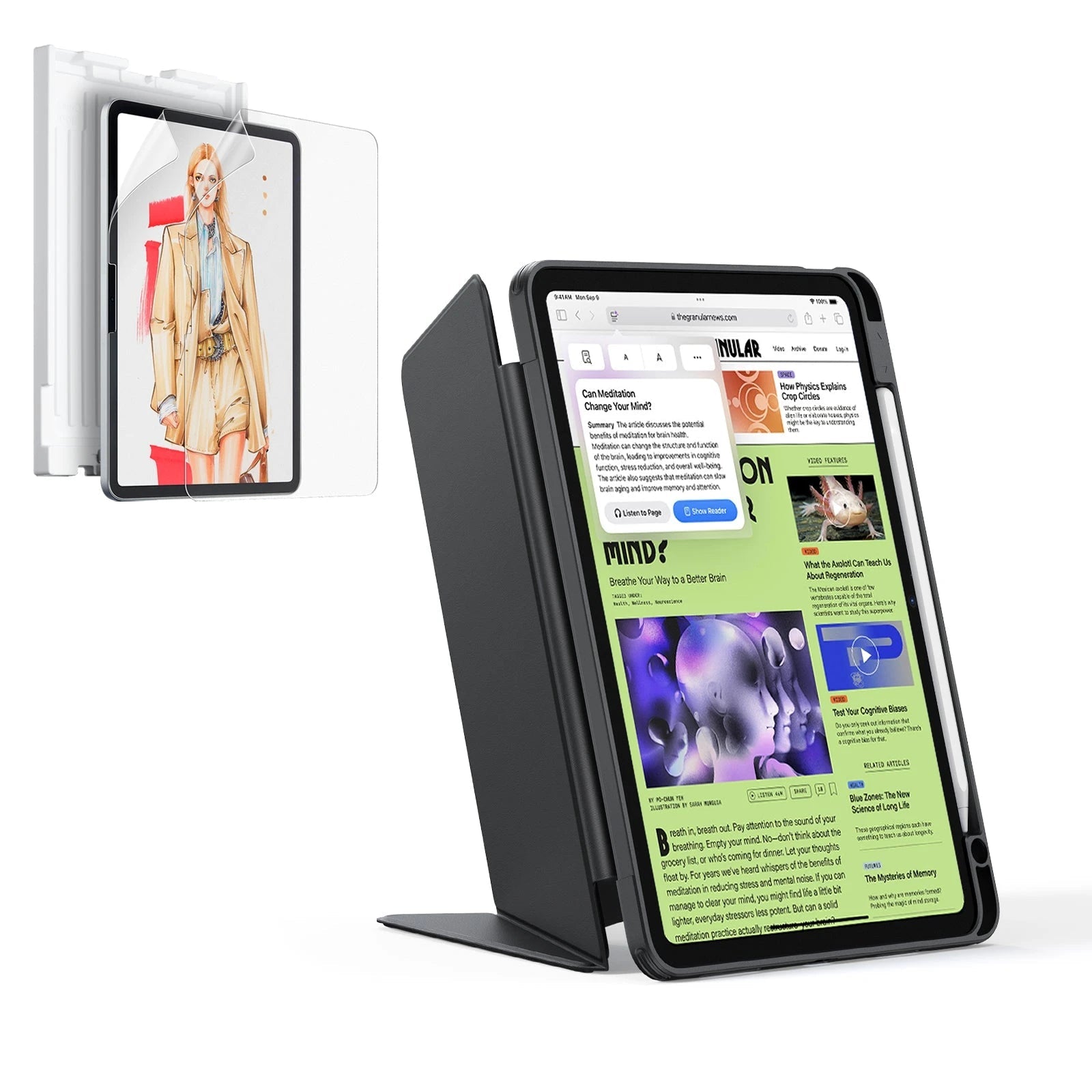 iPad 11" (A16, 2025) Flip Art Bundle - Black - ESR 
