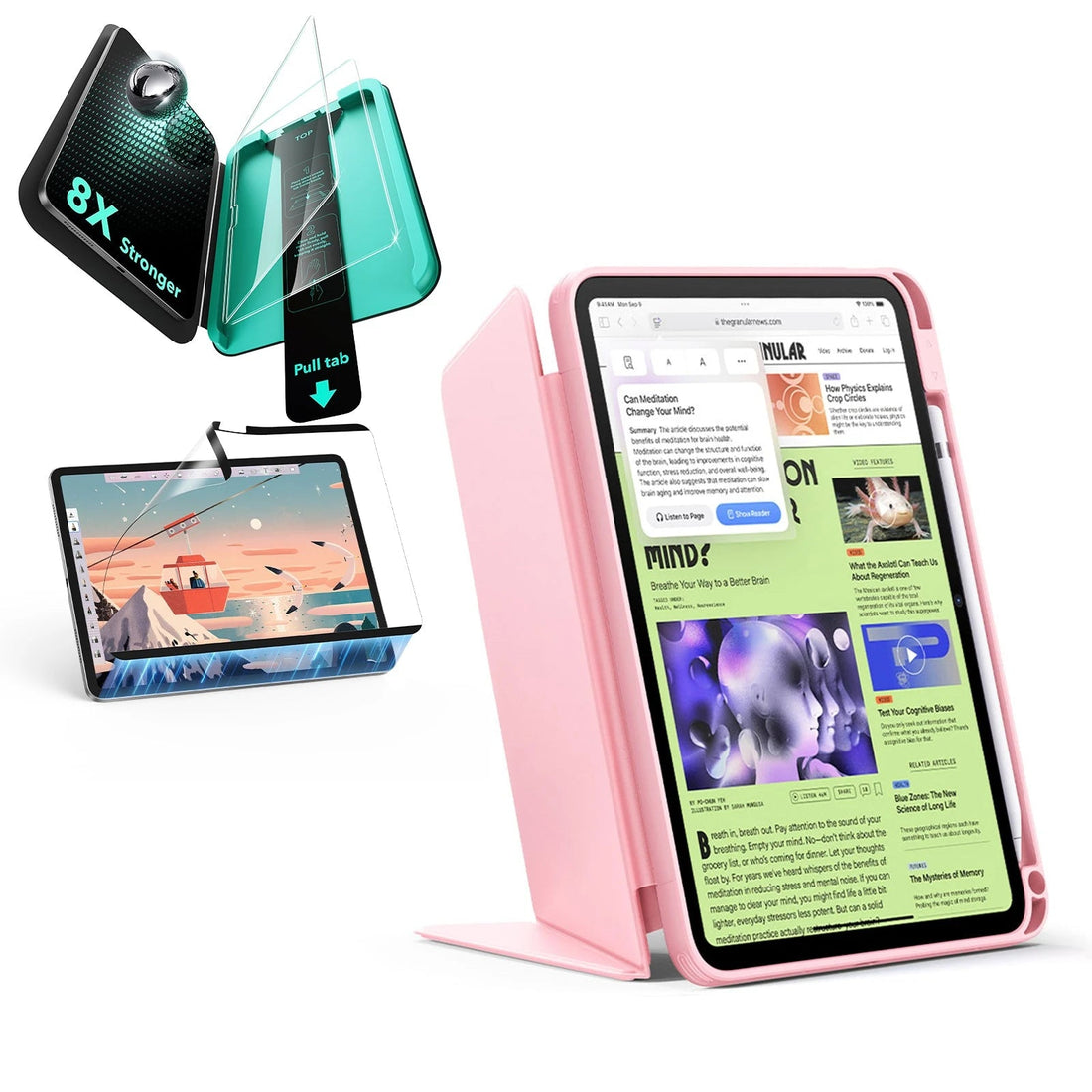 iPad 11" (A16, 2025) Flip Transformation Bundle - Pink ESR ESR
